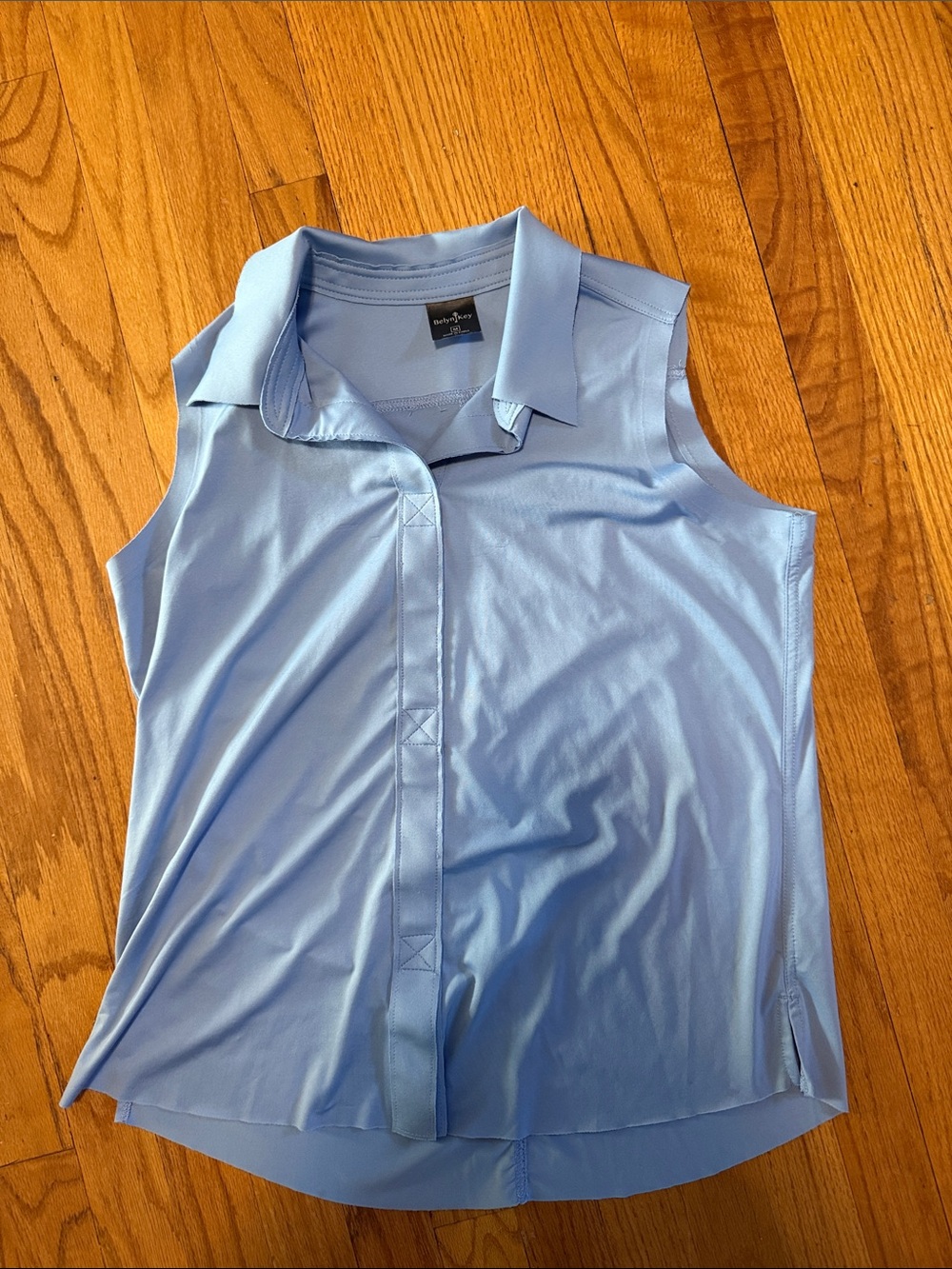 Belyn Key Light Blue Sleeveless Collared golf tank